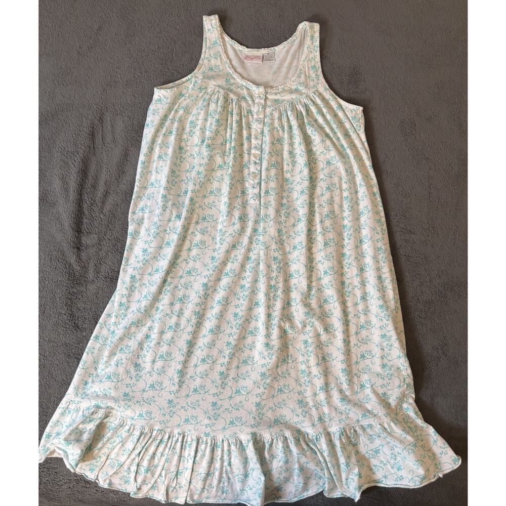VTG Body Drama Floral Prairie Cotton Nightgown Sz M Grannycore 100% Cotton